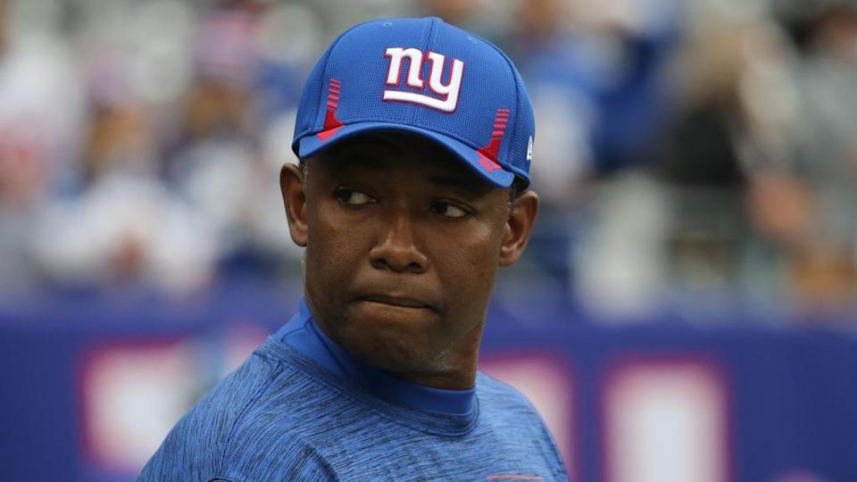 Defensive coordinator Patrick Graham during pre game warms up as the Carolina Panthers faced the New York Giants at MetLife Stadium in East Rutherford, NJ on October 24, 2021. The Carolina Panthers Faced The New York Giants At Metlife Stadium In East Rutherford Nj On October 24 2021