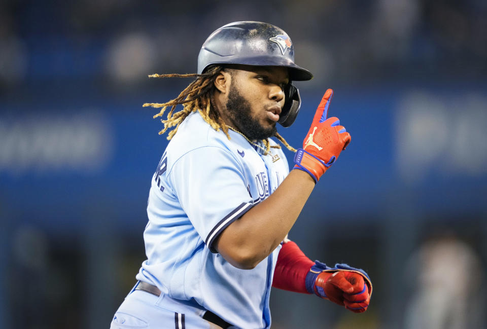 Vladimir Guerrero Jr. #27 of the Toronto Blue Jays had a fantastic fantasy baseball season