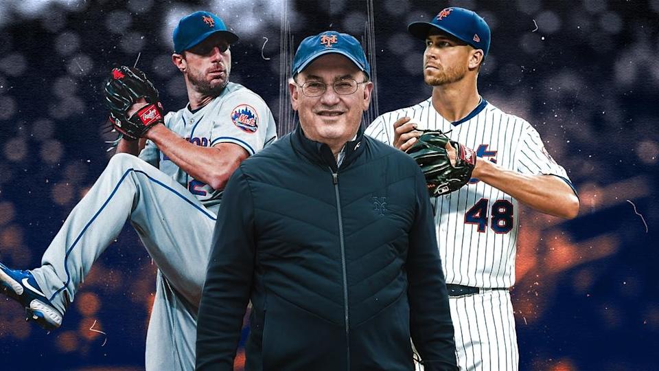 Max Scherzer, Steve Cohen and Jacob deGrom treated image