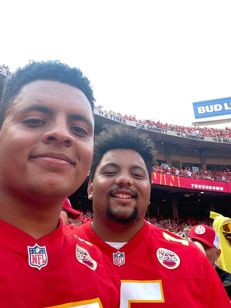 Ben and Marcus Miles were among the fans to attend the thrilling Kansas City Chiefs-Buffalo Bills playoff game at Arrowhead Stadium.