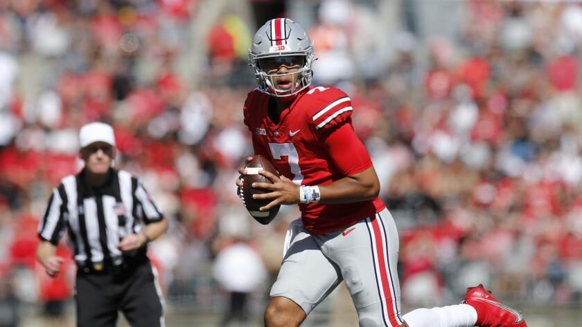 Ohio State quarterback C.J. Stroud looks to pass during a game against Maryland