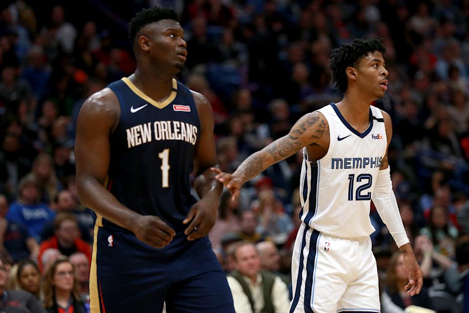 Zion Williamson's New Orleans Pelicans and Ja Morant's Memphis Grizzlies are headed in different directions. (Sean Gardner/Getty Images)