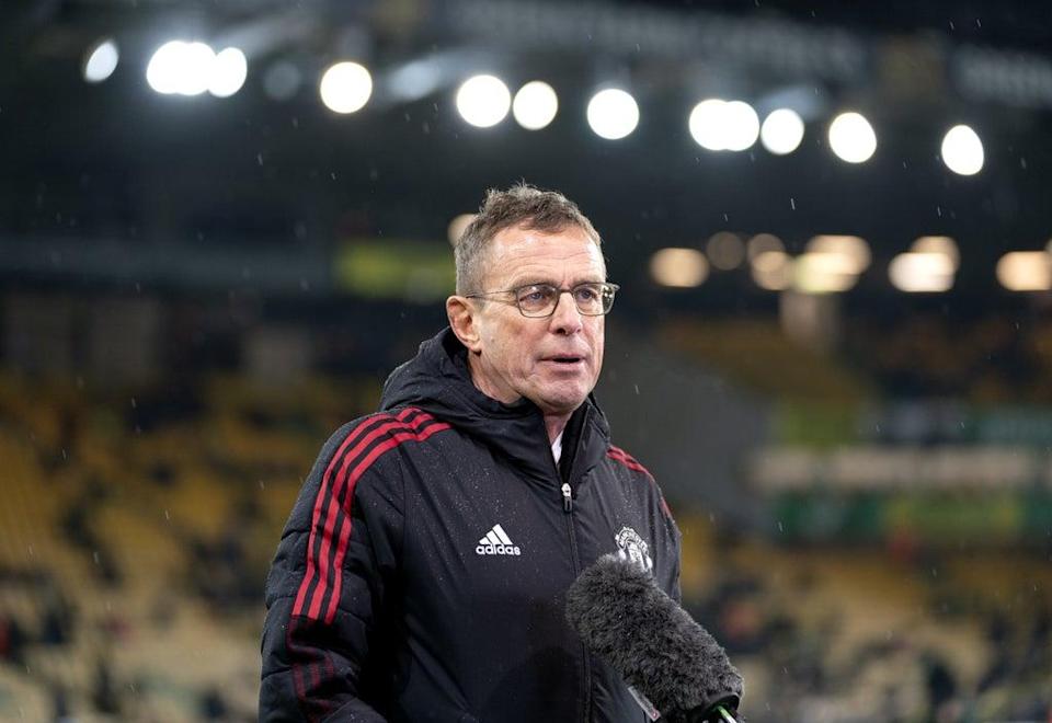 Manchester United interim manager Ralf Rangnick was unhappy with his team’s first-half display at Newcastle (Joe Giddens/PA) (PA Wire)