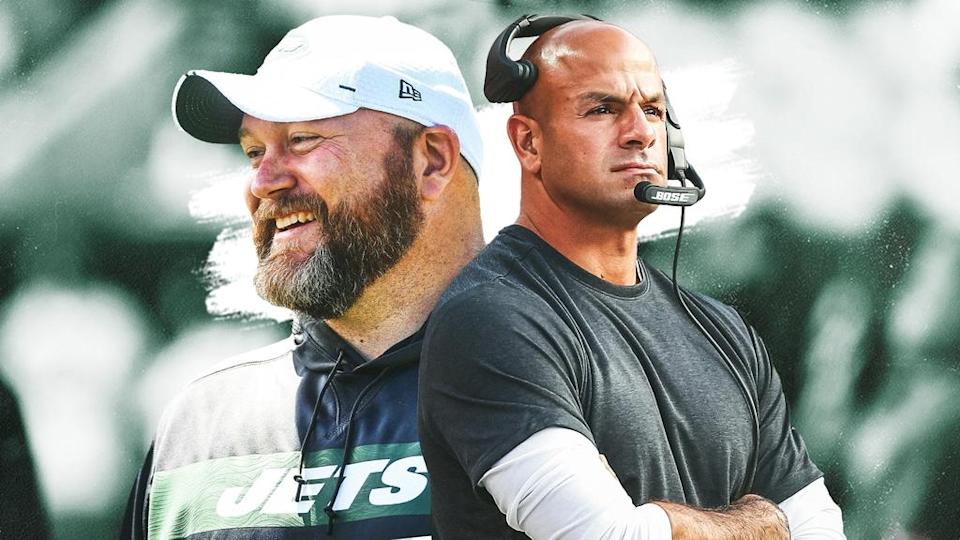 Joe Douglas and Robert Saleh treated image green background