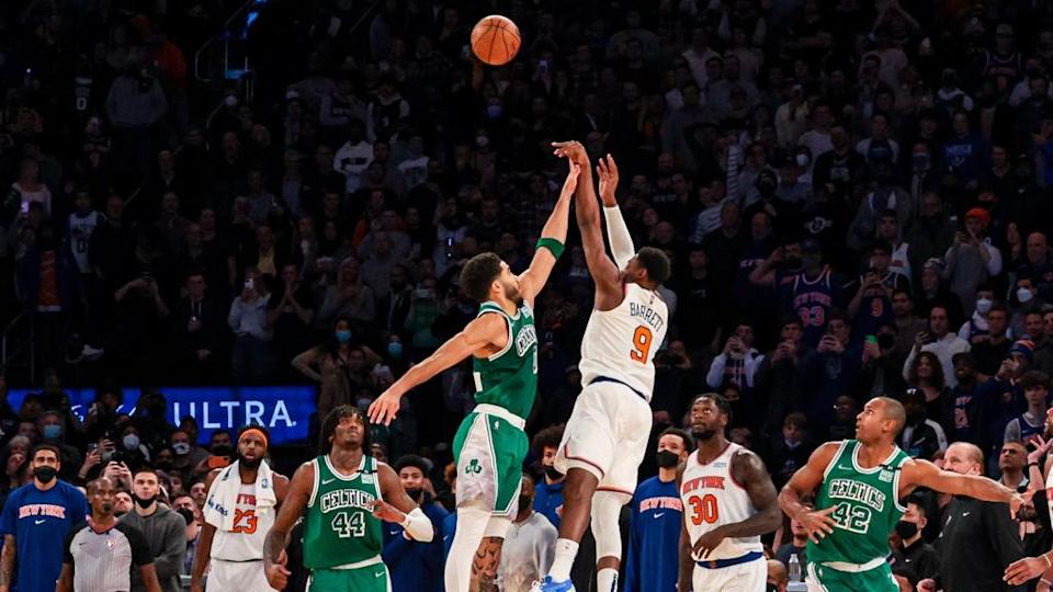 Knicks RJ Barrett buzzer beater celtics cropped