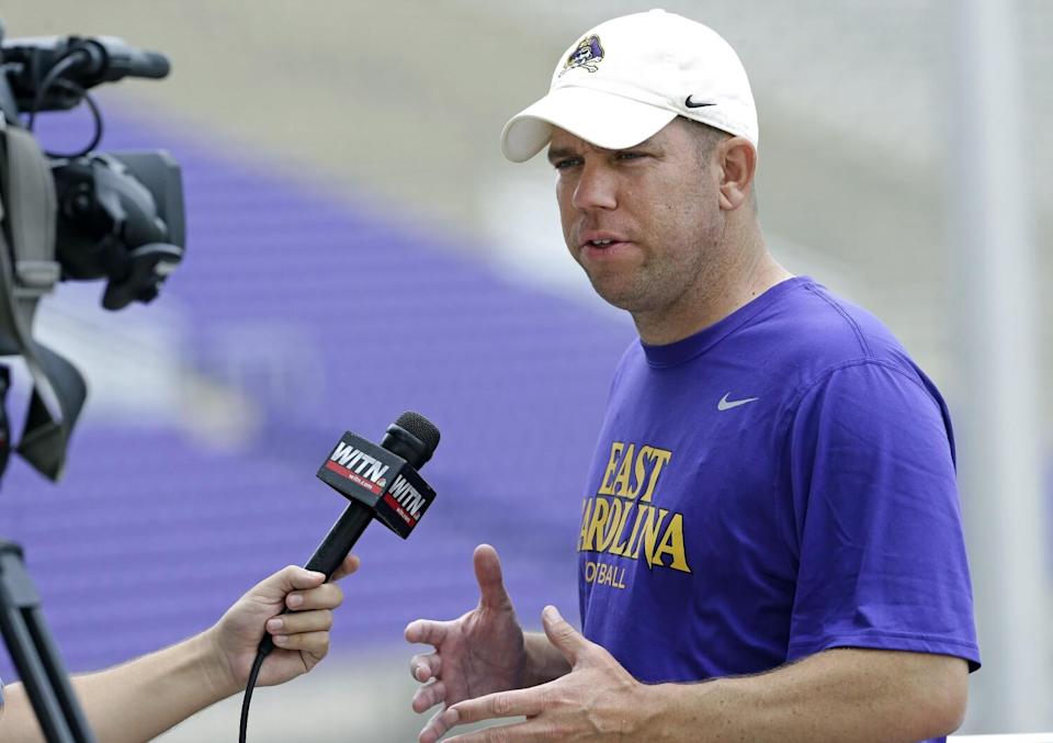 Dave Nichol is interviewed in 2015 during his time as East Carolina offensive coordinator and quarterbacks coach.