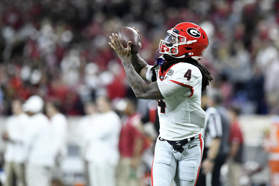 Georgia RB James Cook's receiving ability could be on display at the 2022 Senior Bowl. (Photo by Michael Allio/Icon Sportswire via Getty Images)