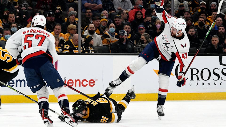 No NHL player can draw attention for a big hit quite like Tom Wilson. (Brian Fluharty-USA TODAY Sports)