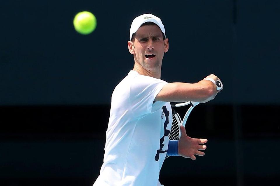 Novak Djokovic’s participation at the Australian Open remains in doubt (Kelly Defina/AP) (AP)