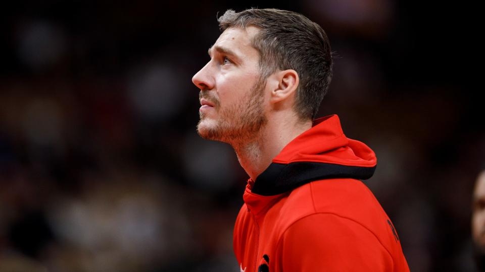 Goran Dragic is currently on leave from the Raptors, but staying fit in the Heat's facilities. (Getty)