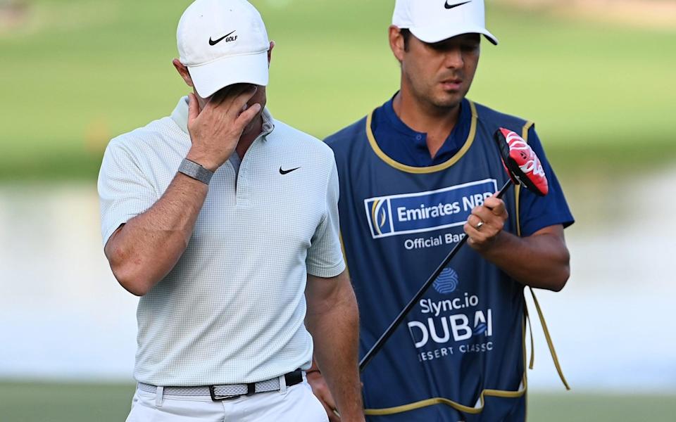 Rory McIlroy - Rory McIlroy storms away from Dubai Desert Classic after latest meltdown before Viktor Hovland wins play-off - GETTY IMAGES