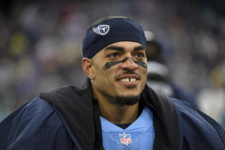 Tennessee Titans safety Amani Hooker (37) had a huge interception against the Bengals. (AP Photo/John Amis)