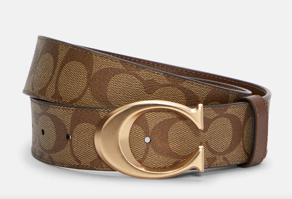 Signature Buckle Belt in signature cc print (Photo via Coach Outlet)