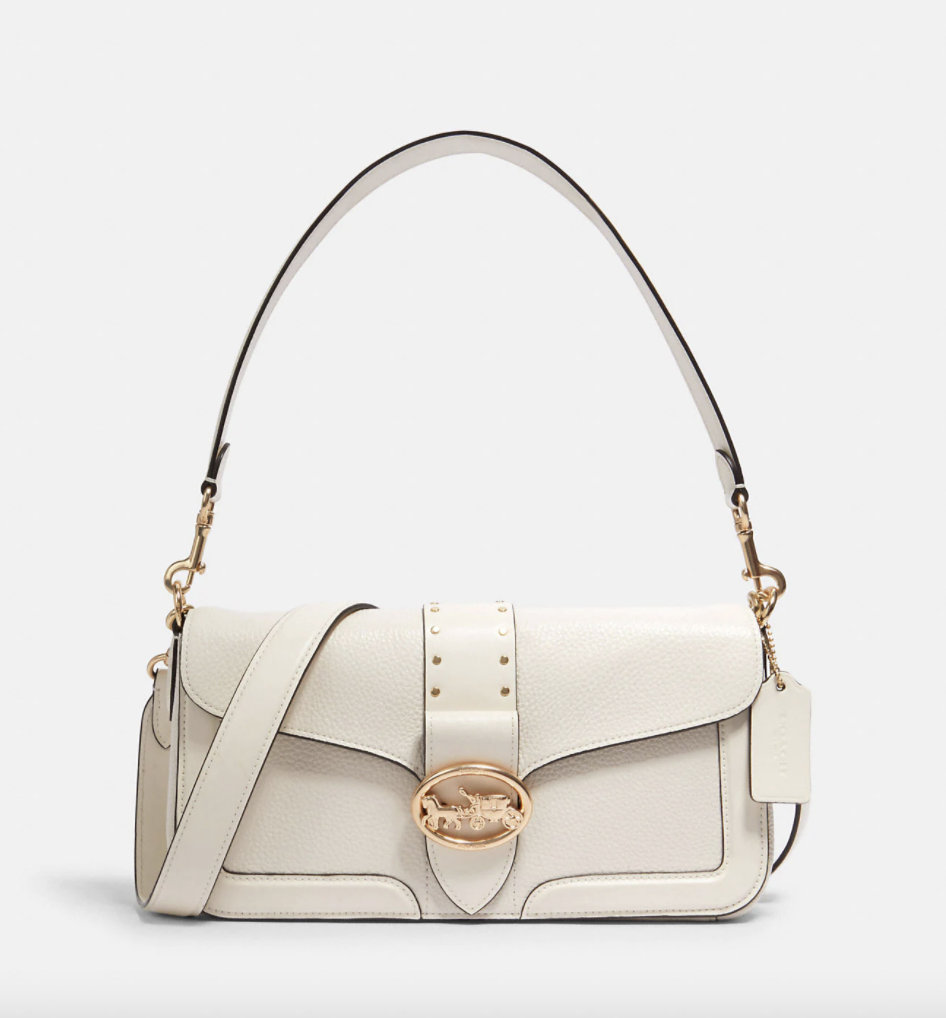 Georgie Shoulder Bag in white leather (Photo via Coach Outlet)