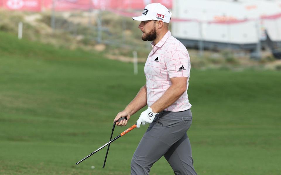 Tyrrell Hatton - Tyrrell Hatton fumes after final hole disaster at Abu Dhabi HSBC Championship - GETTY IMAGES