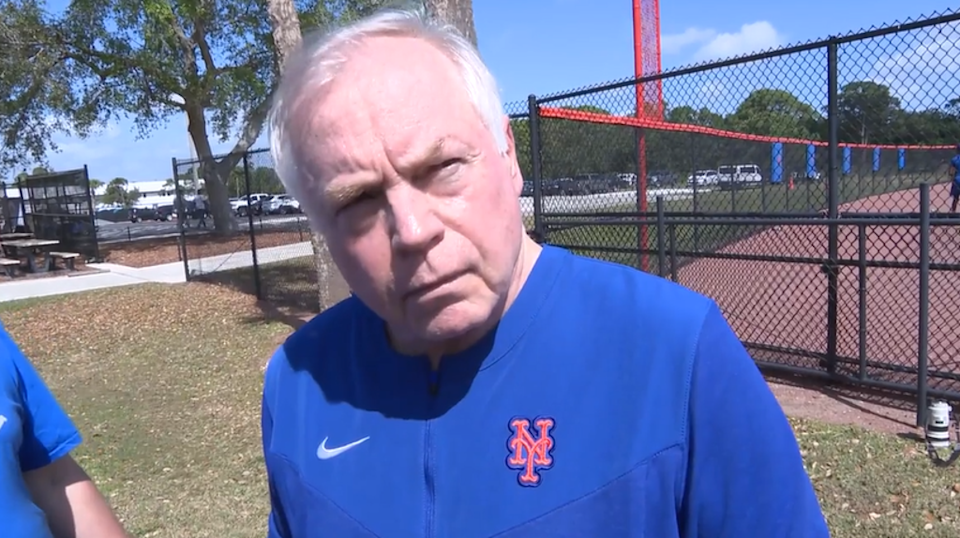 Buck Showalter talking to reporters in Port St. Lucie