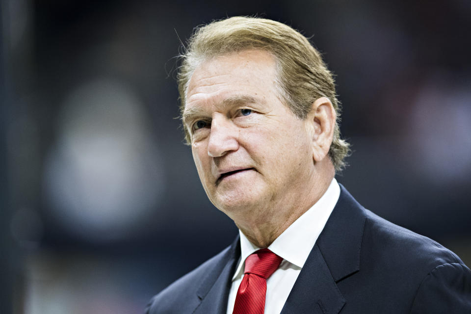 NEW ORLEANS, LA - NOVEMBER 19: Joe Theismann of the Washington Redskins walking off the field before a game against the New Orleans Saints at Mercedes-Benz Superdome on November 19, 2017 in New Orleans, Louisiana. Saints defeated the Redskins 34-31. (Photo by Wesley Hitt/Getty Images)