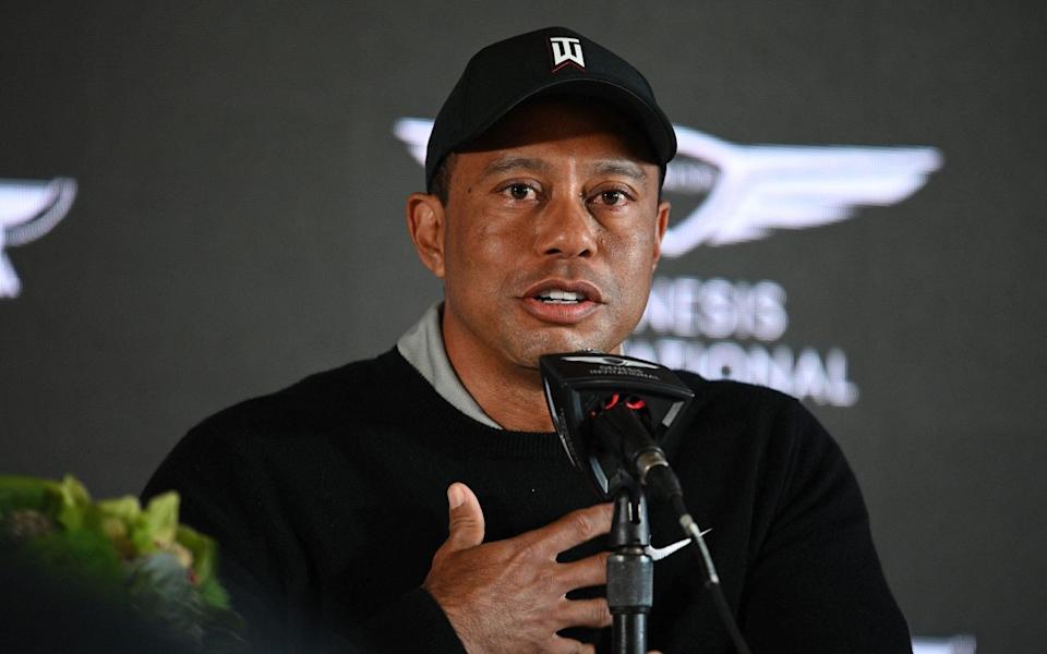 Tiger Wood press conference - Tiger Woods plays down hope of Masters return: 'I still have a long way to go' - GETTY IMAGES