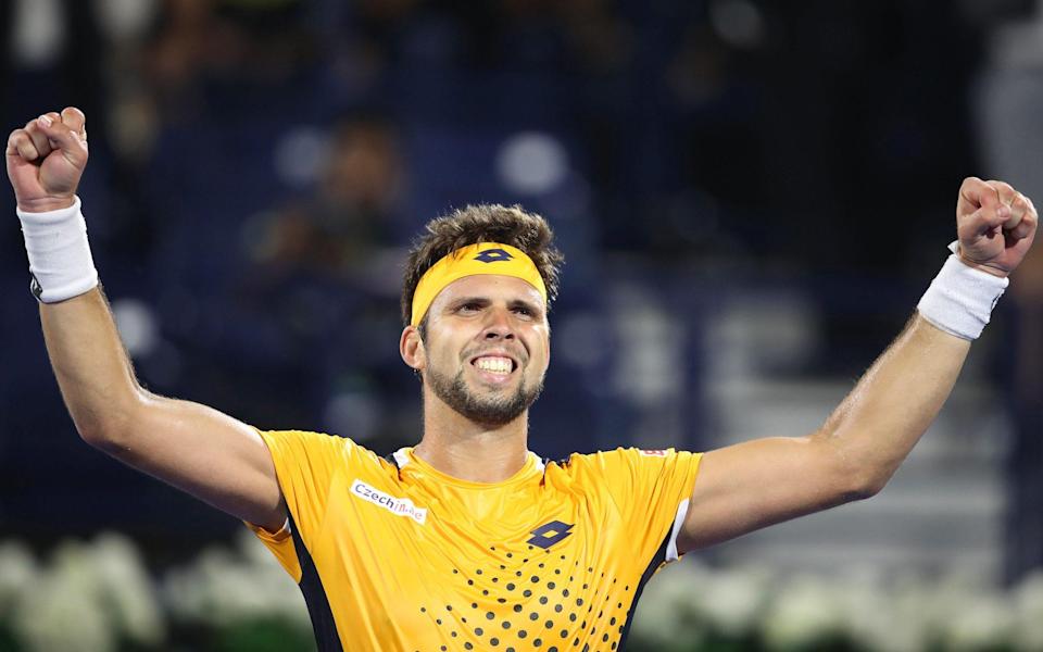 Jiri Vesely celebrates toppling the 20-time Grand Slam champion - EPA-EFE/SHUTTERSTOCK