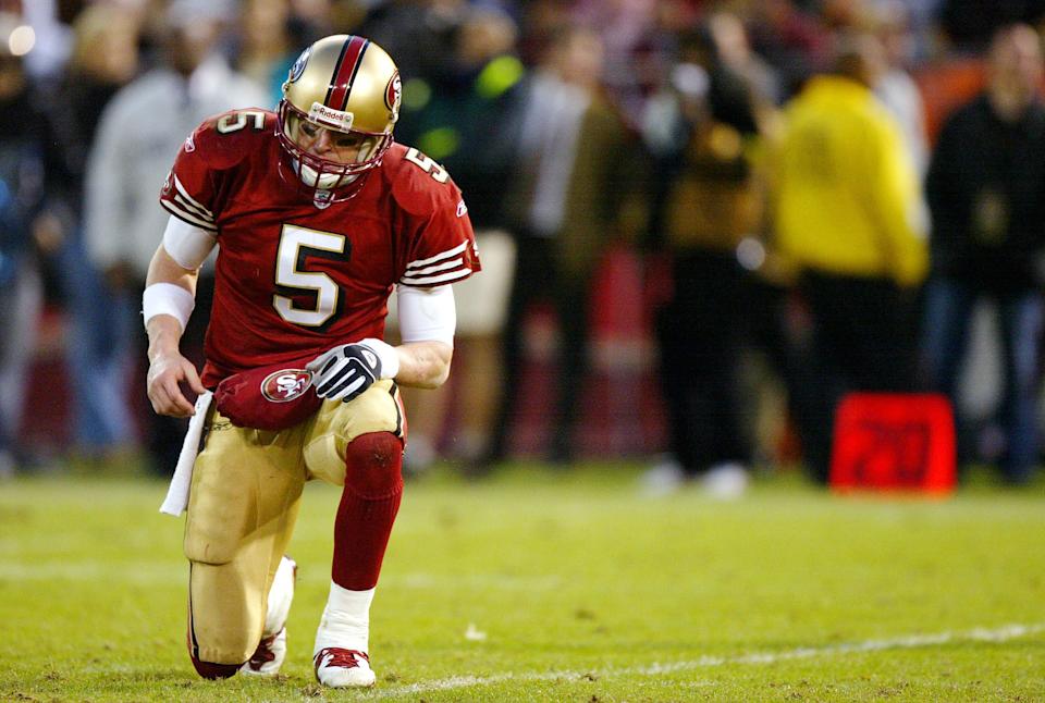 Jeff Garcia deleted his Twitter account and made his Instagram account private after the 49ers lost thanks in part to Jimmy Garoppolo, as ESPN's Mina Kimes suggested they might. (Photo by Jed Jacobsohn/Getty Images)