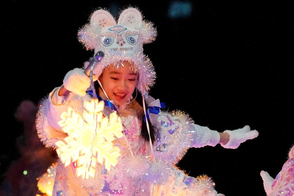 Dancers perform during the closing ceremony for the 2022 Beijing Olympics.