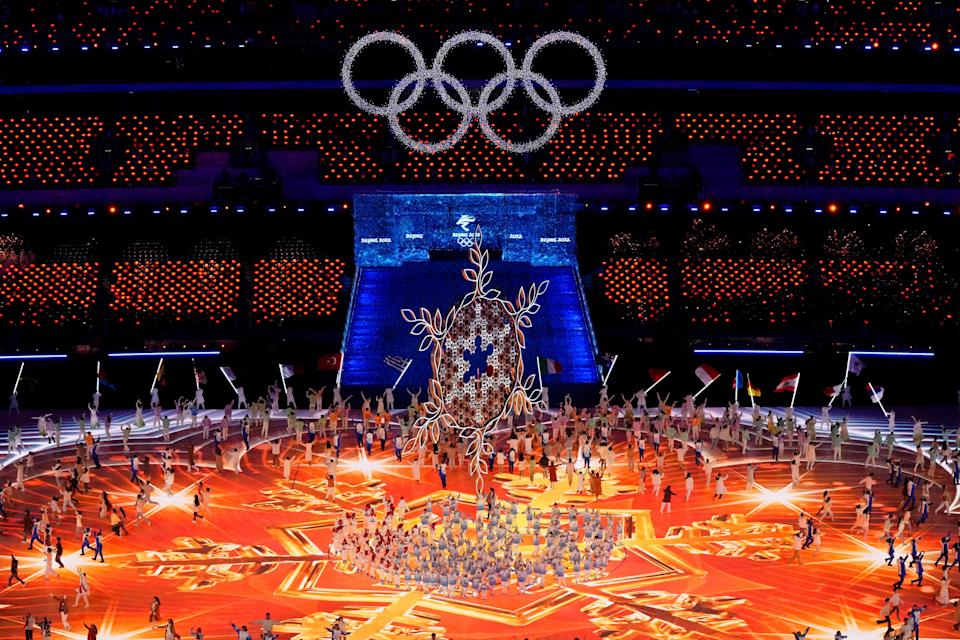 Dancers perform during the closing ceremony for the 2022 Beijing Olympics.