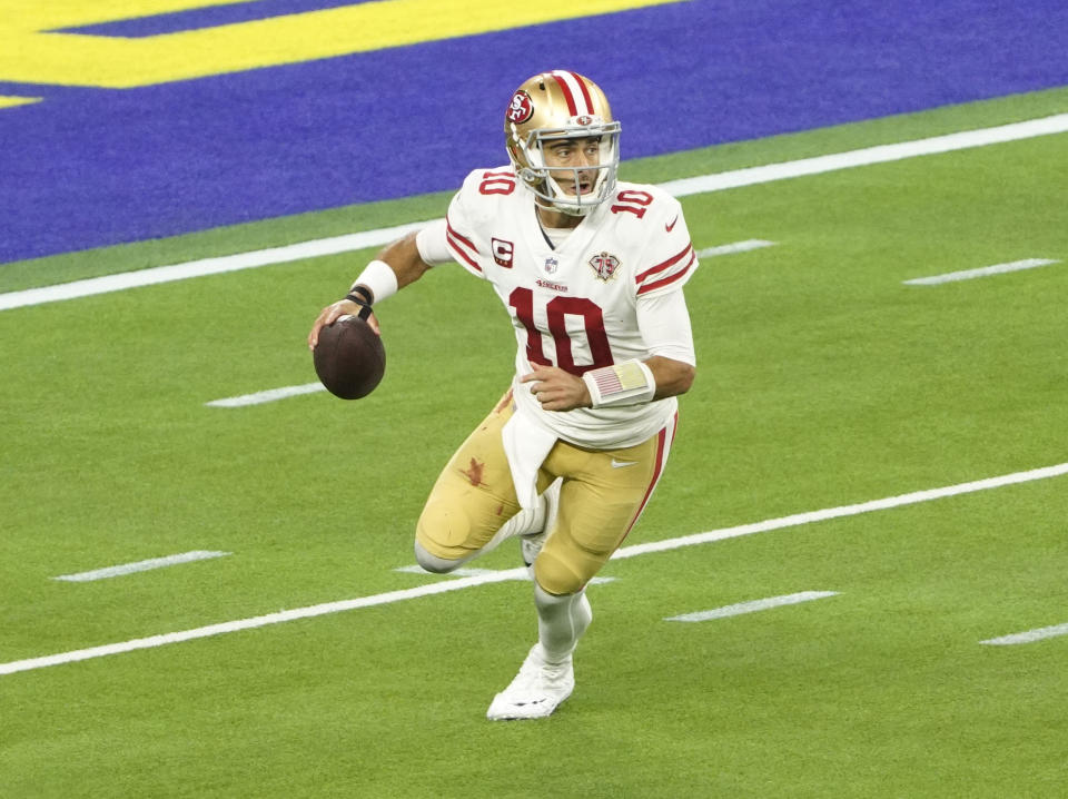 Jimmy Garoppolo's trade market has been quiet so far. (Photo by Icon Sportswire)