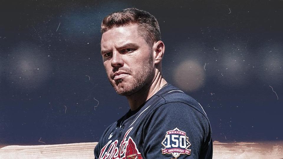 Freddie Freeman treated image - tight shot, no helmet, blue uniform