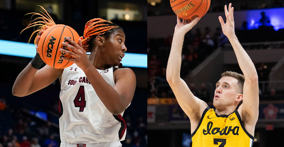 South Carolina's Aliyah Boston (left) and Iowa's Jordan Bohannon (right) lead their teams into Selection Sunday.