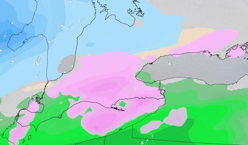 Snow on top of freezing rain threatens slick travel across Ontario Monday