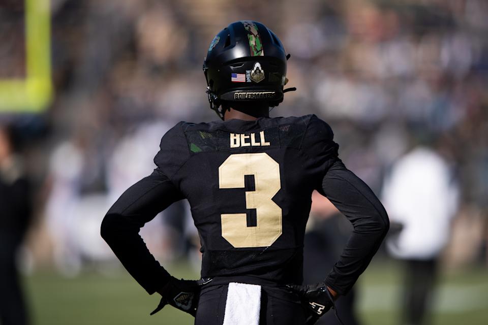 Purdue Boilermakers wide receiver David Bell (3) has an NFL draft prospect