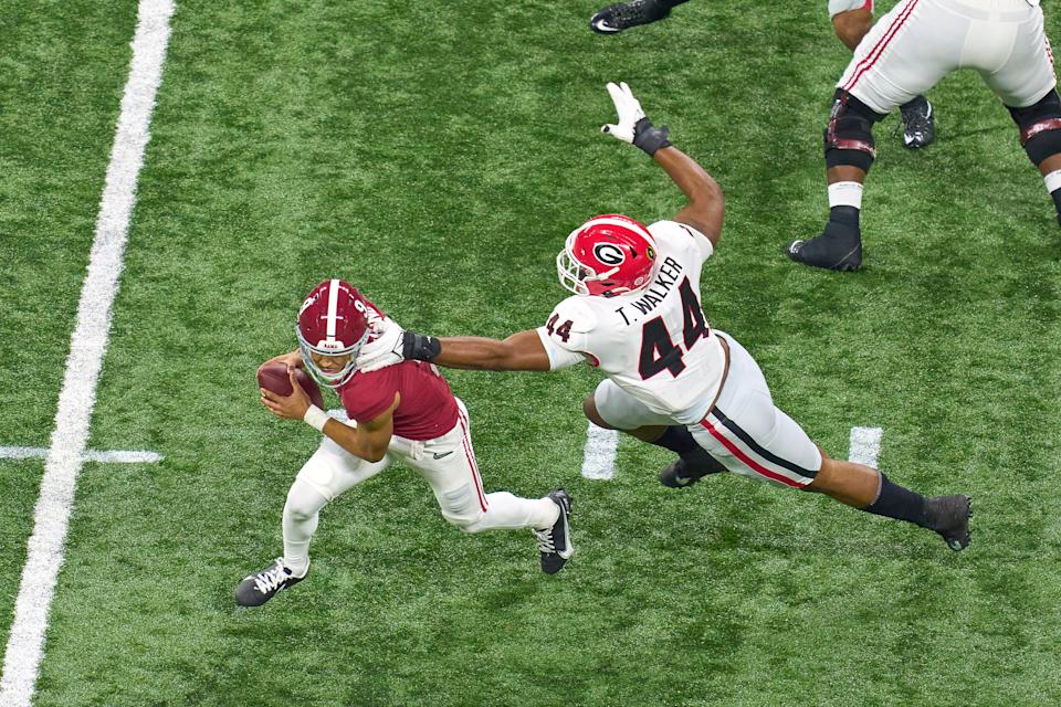 Georgia DL Travon Walker performed well vs. Alabama in the College Football Playoff National Championship. (Photo by Robin Alam/Icon Sportswire via Getty Images)