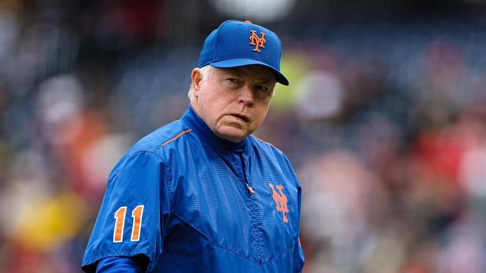 Buck Showalter close up shot walking back after mound visit at Nationals Park