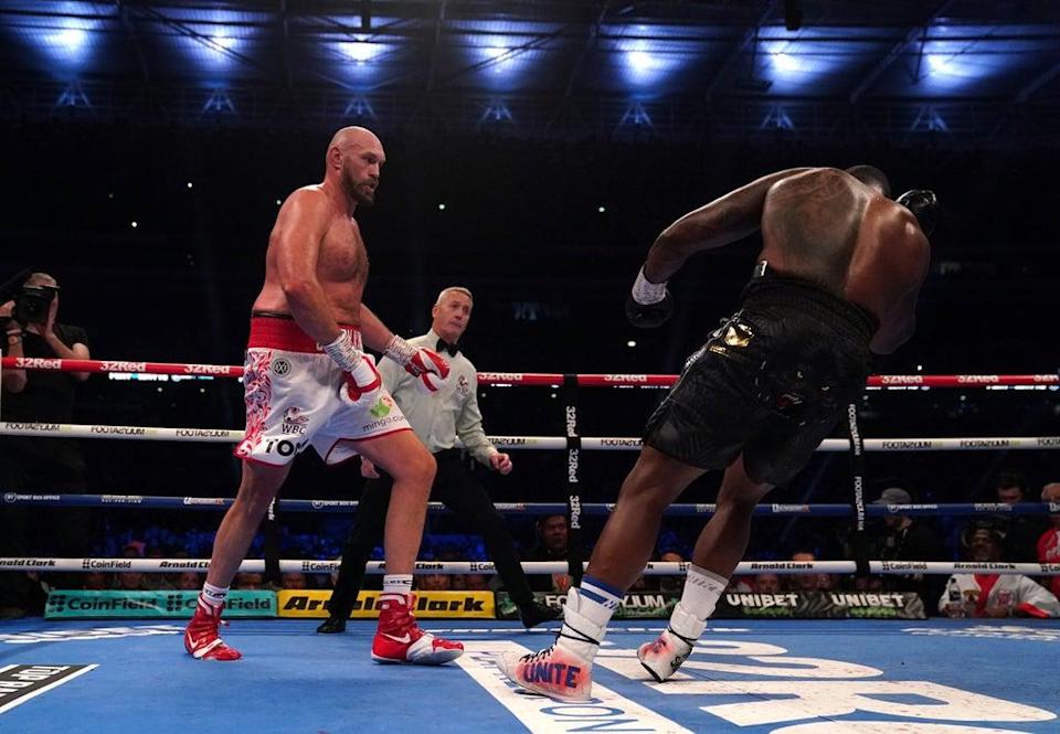 Tyson Fury (left) knocked out Dillian Whyte in the sixth round (Nick Potts/PA) (PA Wire)