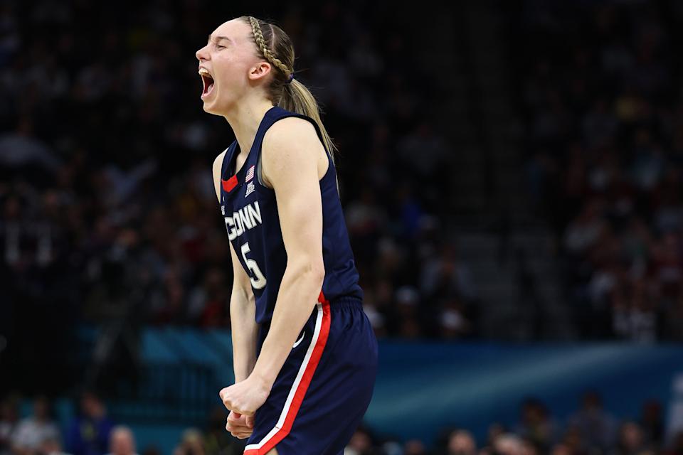 UConn's Paige Bueckers has the Huskies back in the national championship game. (Photo by Elsa/Getty Images)