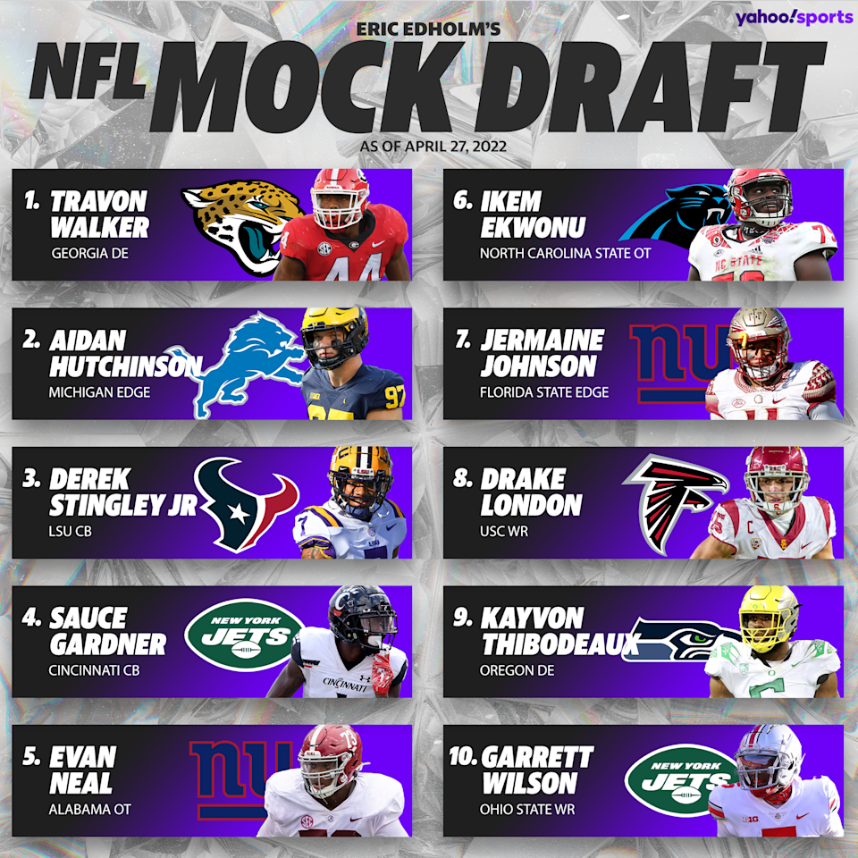 Eric Edholm's final 2022 NFL mock draft. The real draft begins Thursday in Las Vegas. (Moe Haidar/Yahoo Sports) 