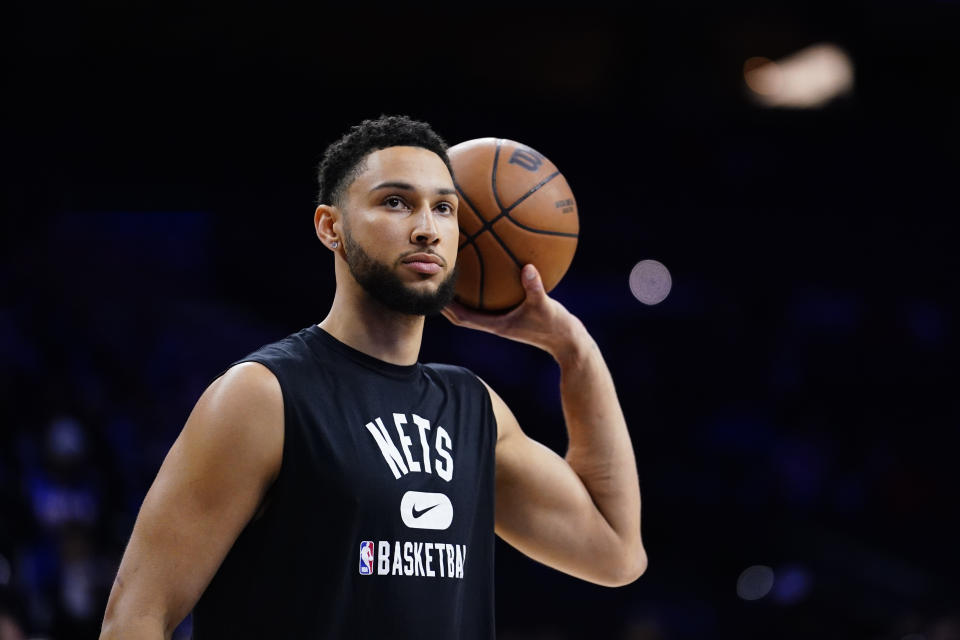 Brooklyn Nets' Ben Simmons could make his season debut on Monday in Game 4 of the Nets' first-round series against the Boston Celtics. (AP Photo/Matt Slocum, FIle)