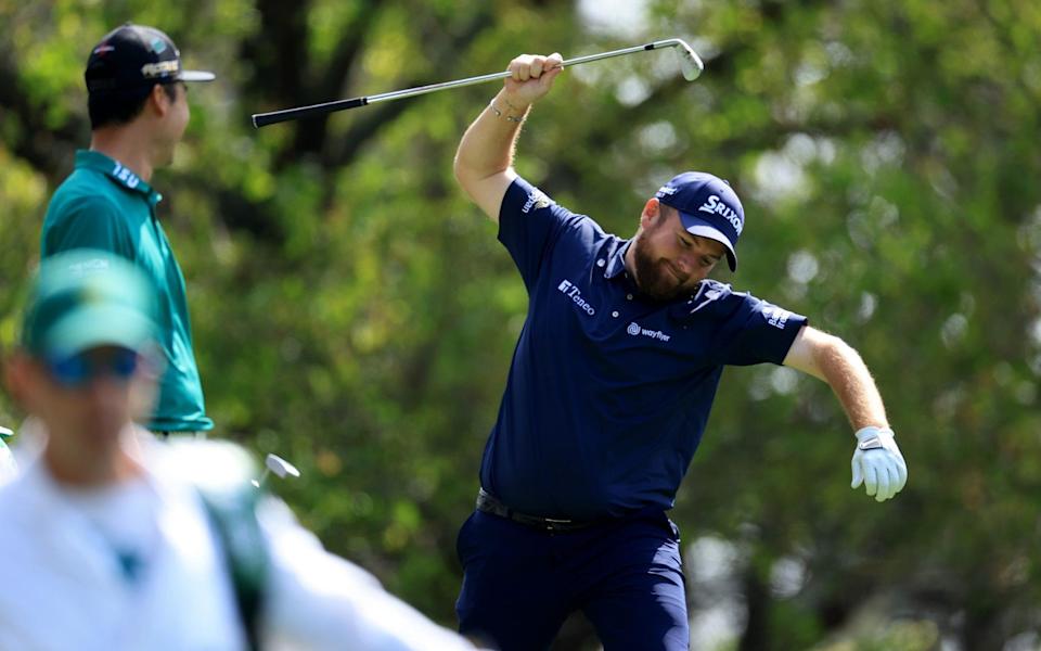 Shane Lowry of Ireland reacts to his shot from the fourth tee  - Getty Images