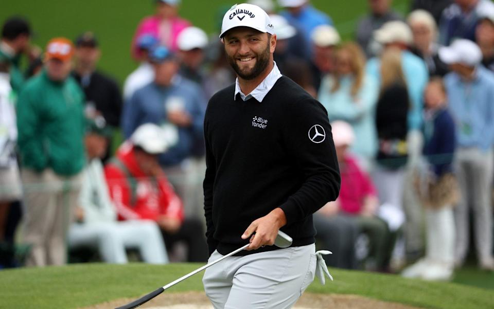 Jon Rahm of Spain reacts after making birdie on the 2nd green - Andrew Redington/Getty Images