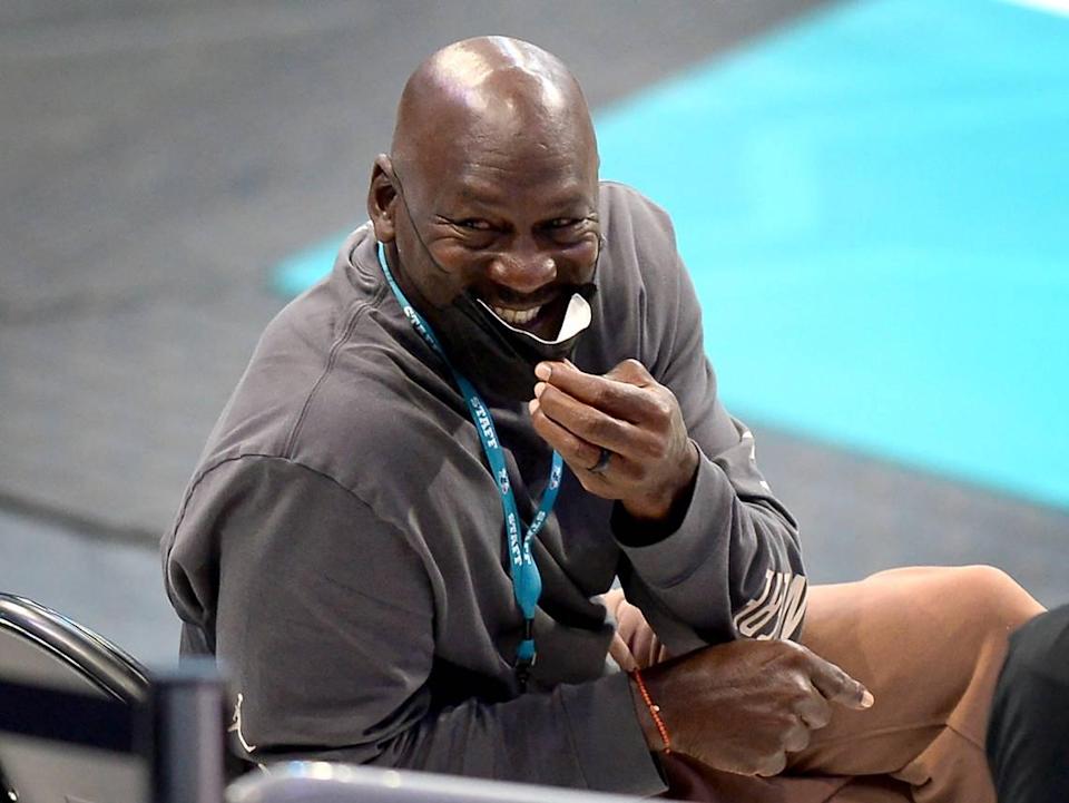 Charlotte Hornets team owner Michael Jordan during a home game in 2021.