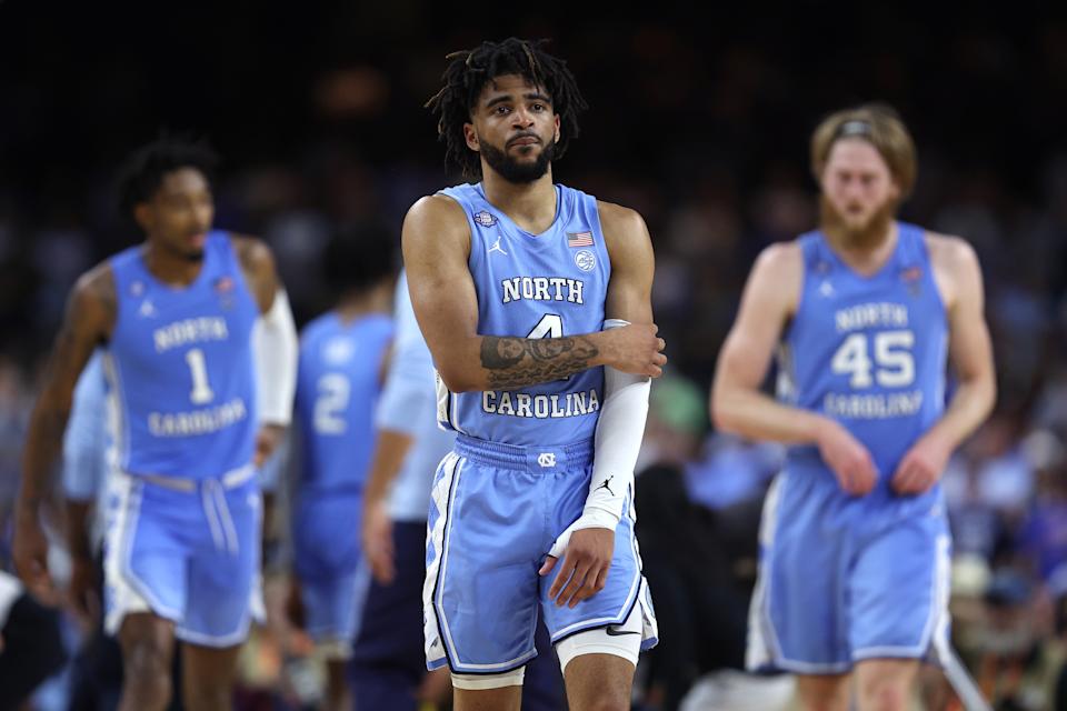 North Carolina's R.J. Davis looks on in the second half of his team's win over Duke in the Final Four on Saturday. (Jamie Squire/Getty Images)