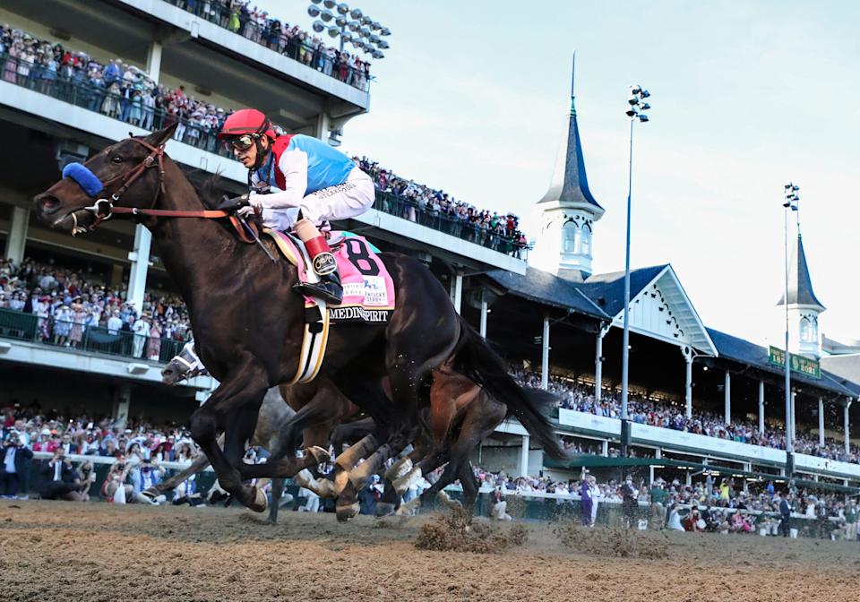 John Velazquez, aboard Medina Spirit, wins the Kentucky Derby.