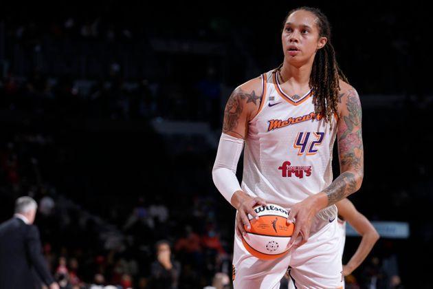 Brittney Griner of the Phoenix Mercury shoots a free throw during a game against the Las Vegas Aces, Oct. 8, 2021, at Footprint Center in Phoenix. (Photo: Jeff Bottari via Getty Images)