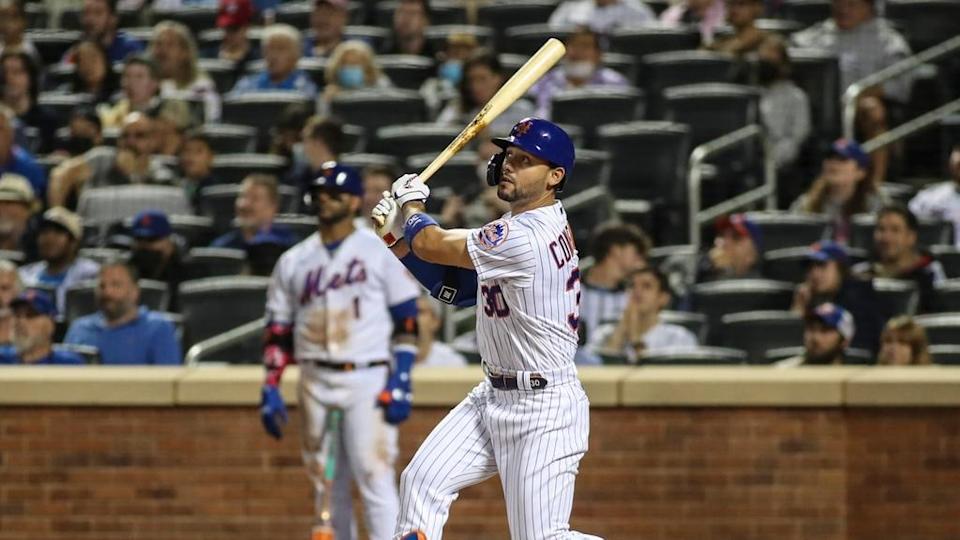 Michael Conforto admires home run after swing
