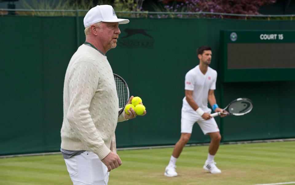 Novak Djokovic and his coach Boris Becker in 2016 - Heathcliff O'Malley for The Telegraph