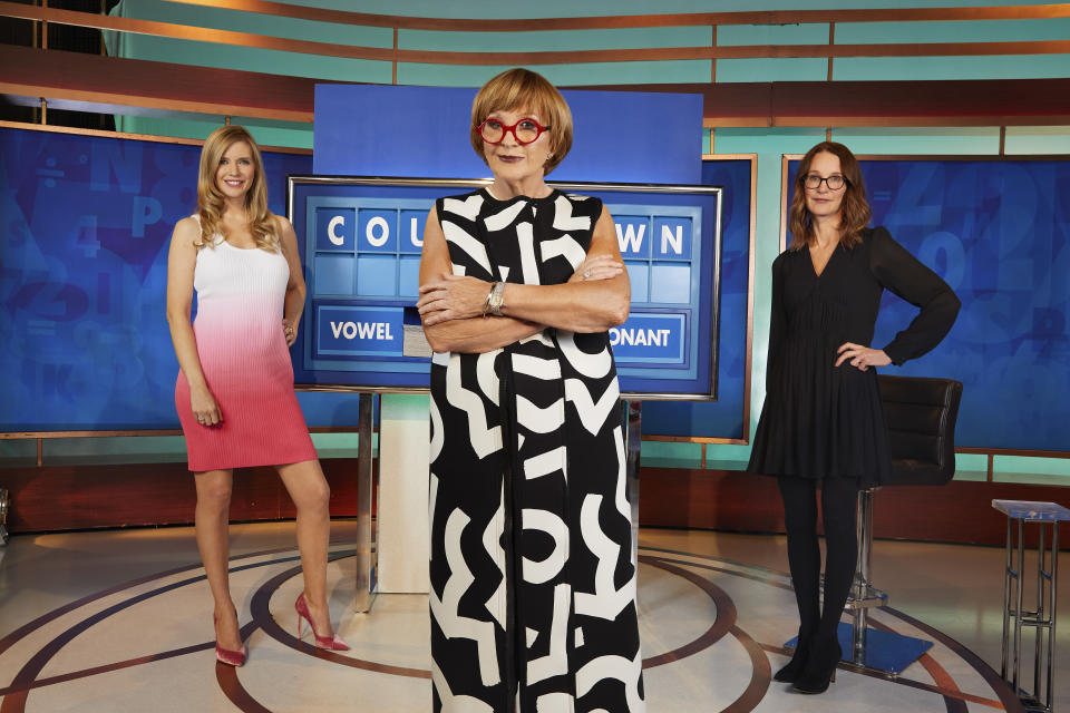 Rachel Riley, Anne Robinson and Susie Dent in the Countdown studio