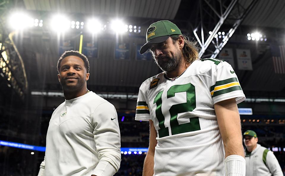 It took Randall Cobb (left) a few years to develop chemistry with Aaron Rodgers (right), but Cobb could be counted on to produce again in 2022. (Photo by Nic Antaya/Getty Images)
