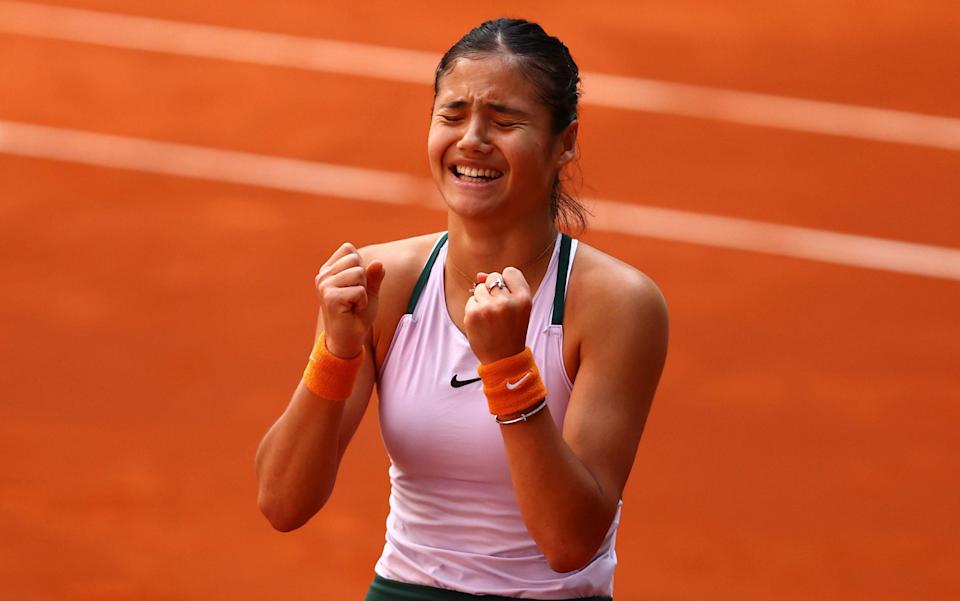 Emma Raducanu celebrates a dominant win - Getty