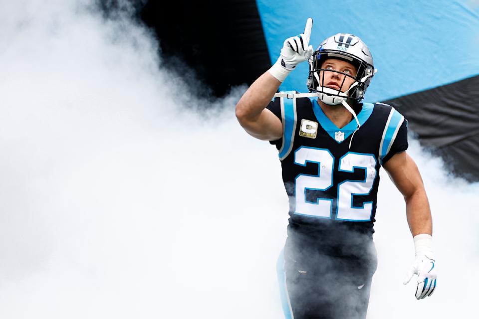 Carolina Panthers running back Christian McCaffrey has played 10 games over the last two seasons. (Photo by Jared C. Tilton/Getty Images)
