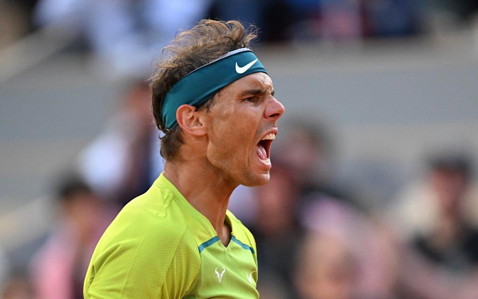 Rafael Nadal of Spain reacts after defeating Felix Auger-Aliassime of Canada in the menÃ¢s fourth round match during French Open tennis tournament at Roland Ã¢Garros Stadium in Paris, France on May 29, 2022. - GETTY IMAGES